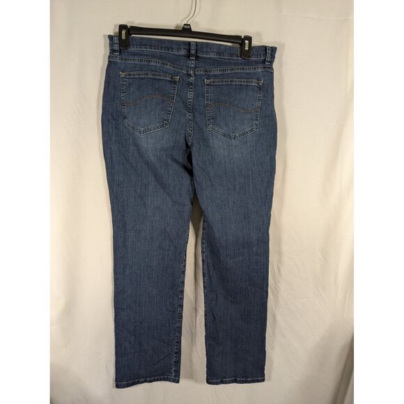 Lee Relaxed fit Straight Leg mid rise women's Jeans Medium Blue Size 14 - Picture 4 of 5